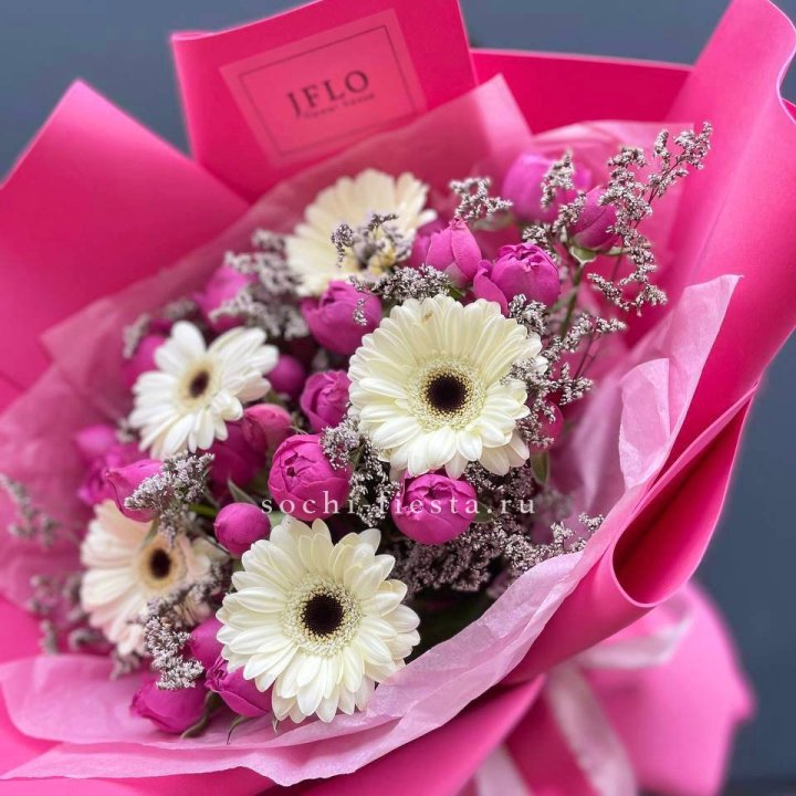 Букет гербер и мисти бабблс  в Новороссийске