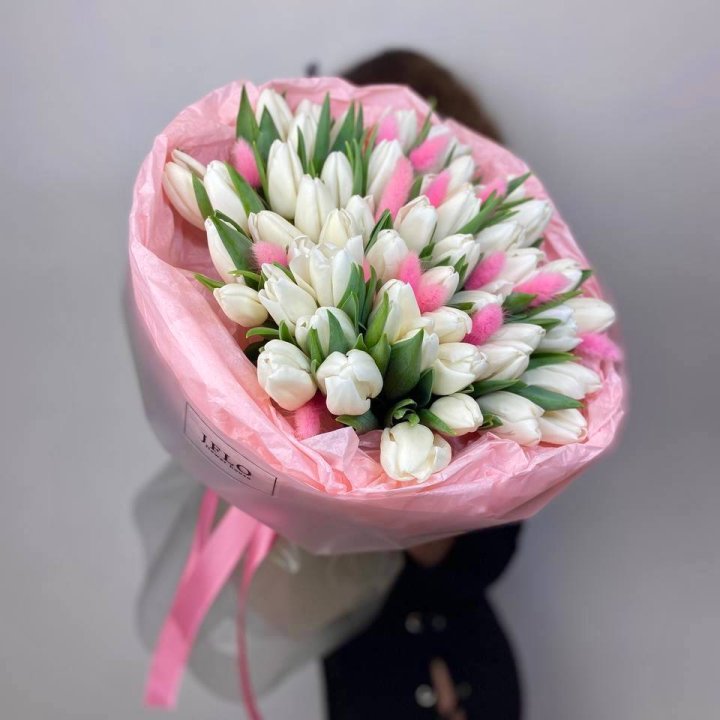 51 белый тюльпан "Рози" в Новороссийске