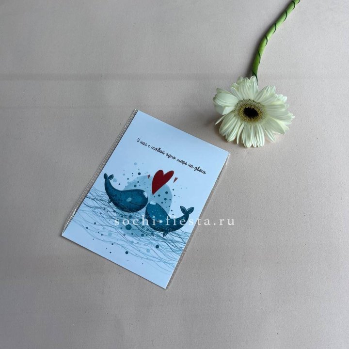 Открытка к букету "У нас с тобой одно море на двоих" в Новороссийске