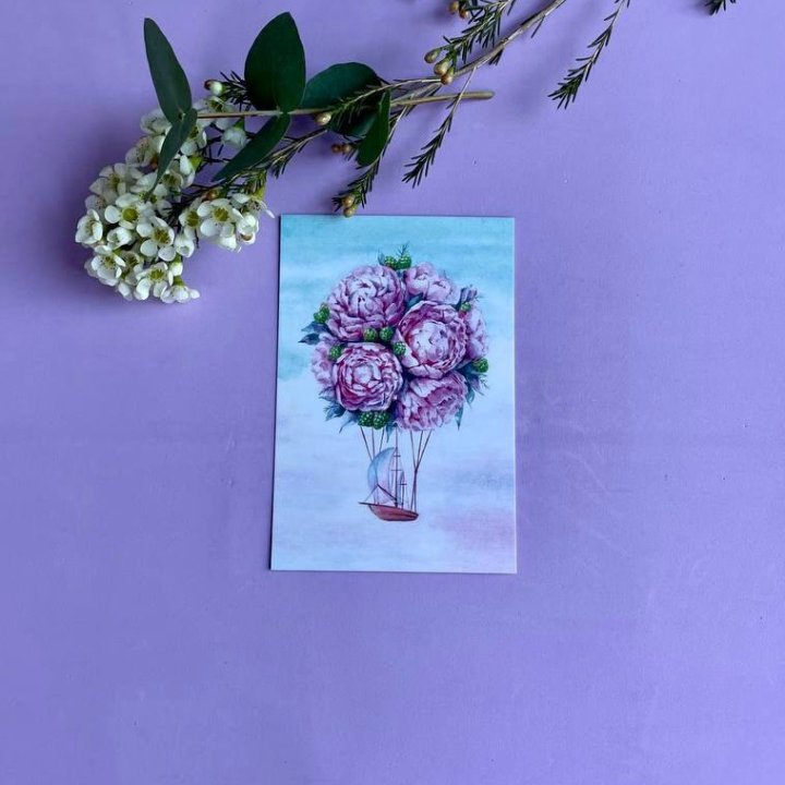 Открытка к букету "Пион" в Новороссийске