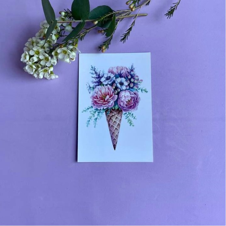 Открытка к букету "Цветочно-кремовый" в Новороссийске