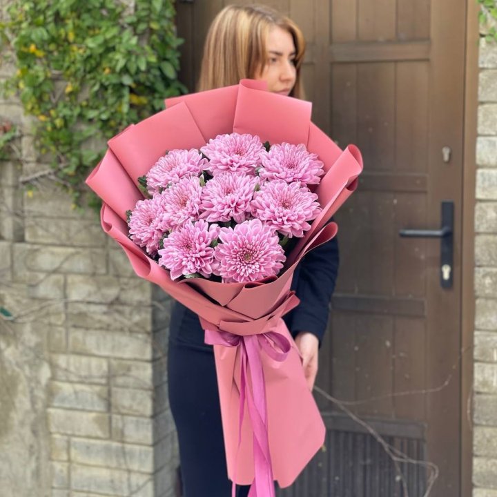 Букет хризантем розовый в Новороссийске