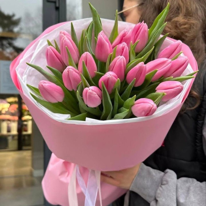  19 розовых тюльпанов в Новороссийске