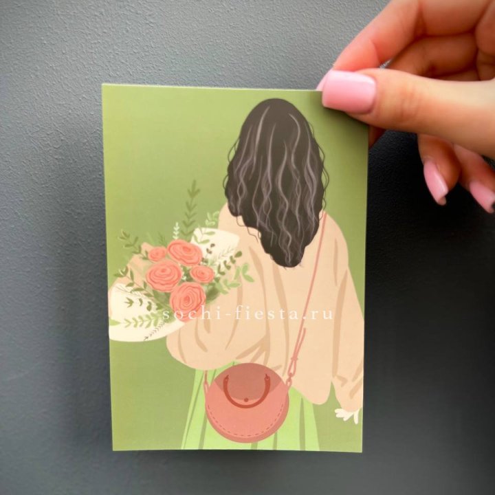 Открытка к букету "Потрясающая девушка" в Новороссийске