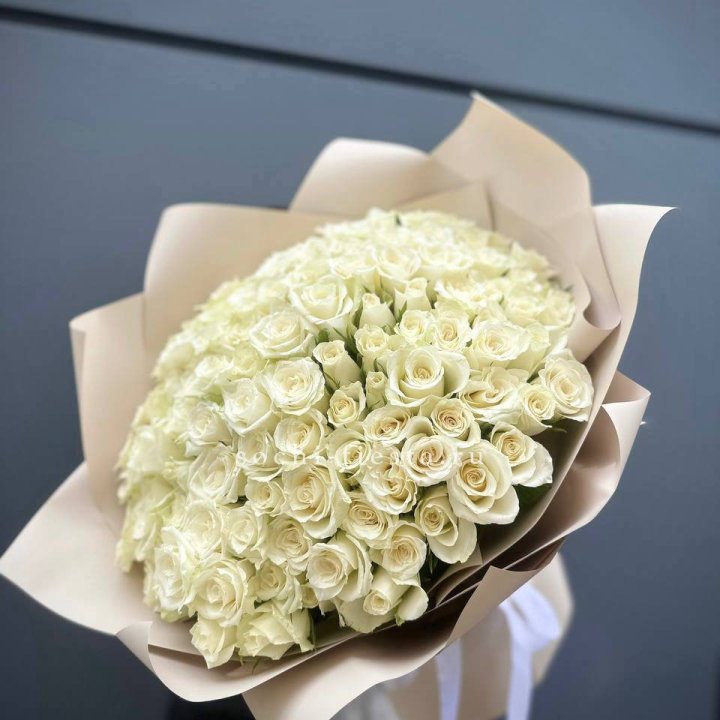 101 белая роза Атена в Новороссийске