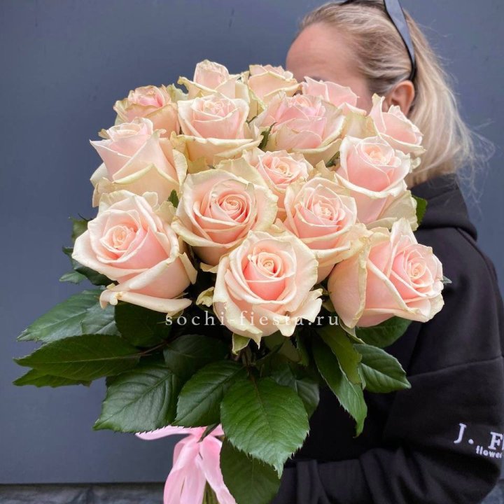 15  кремовых высоких роз в Новороссийске