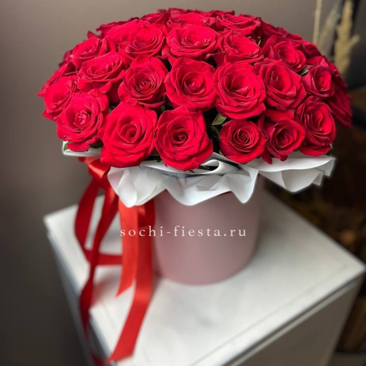 Красные розы 51шт  в коробке в Новороссийске