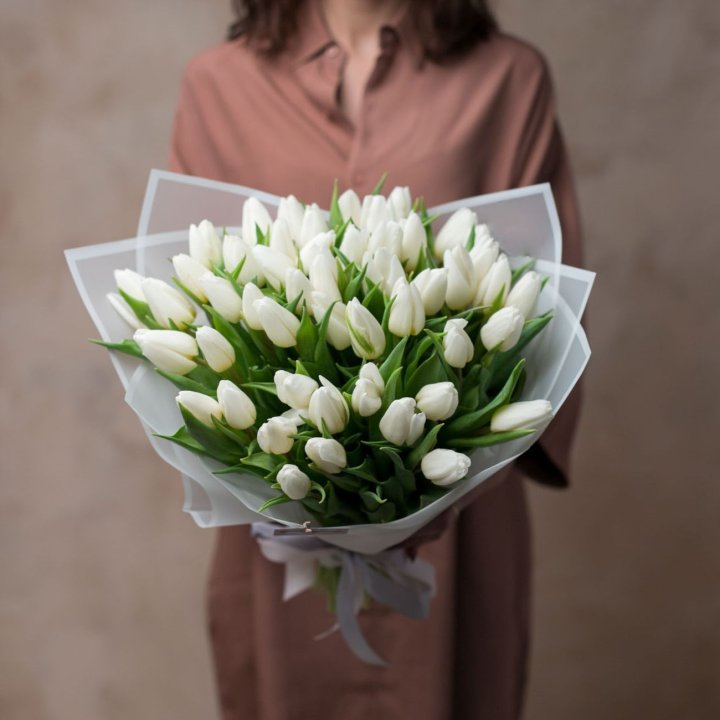 51 белый тюльпан в Новороссийске